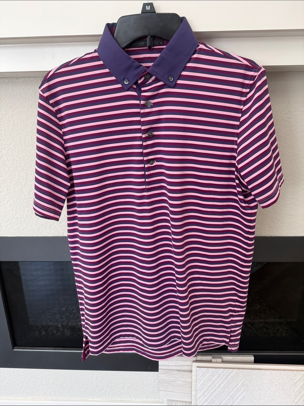 Greyson Striped Polo in Purple and Pink